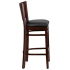 Flash Furniture Lacey Series Solid Back Walnut Wood Restaurant Barstools with Black Vinyl Seat - 2 Pack-Black Vinyl Upholstered Seat