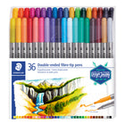 Staedtler Duo-Colour Fibre Tip Pen - 36 Pack-Medium and fine tip for colouring and sketching