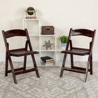 Flash Furniture HERCULES Series Resin Folding Chair with Black Vinyl Padded Seat - Red Mahogany-Waterproof Detachable Seat