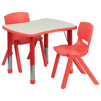 Flash Furniture 21.875"W x 26.625"L Rectangular Plastic Height Adjustable Activity Table Set with 2 Chairs - Red-Multipurpose Kids Table Set