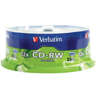 Verbatim 700 MB 4x-12x CD-RW, Branded Surface, Spindle, 25 Pack-Blank Re-writable CD-RW media