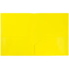 JAM Paper Plastic POP School Two Pocket Folders, Yellow, 12 Pack (382Eyeg)-Yellow