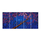 Design Art Abstract Deep Blue and Purple, 4 Piece Floral Canvas Print, (PT2002-271)-Print