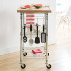 TRINITY EcoStorage Bamboo Kitchen Cart, Chrome (TBFZ-1401)-1 Push handle