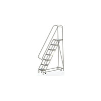 Tri-Arc Manufacturing Aluminum Rolling Ladder, Step Width: 16", Step Type: Ribbed, No. of Steps: 7 (WLAR107164)-No. of Steps: 7