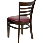 Flash Furniture HERCULES Series Ladder Back Walnut Wood Restaurant Chairs with Burgundy Vinyl Seat - 2 Pack-2.5" Thick Foam Padded Seat