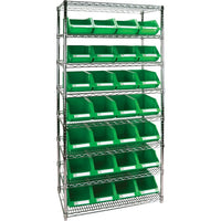Kleton Heavy-Duty Wire Shelving Units With Storage Bins, 8 Tiers, 36" W x 74"H x 14" D-Depth: 14"