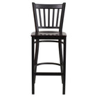 Flash Furniture HERCULES Series Black Vertical Back Metal Restaurant Barstool - Walnut Wood Seat - 2 Pack-Set of 2 Metal Dining Bar Stools