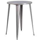 30'' Round Silver Metal Indoor-Outdoor Bar Table Set with 4 Vertical Slat Back Barstools [CH-51090BH-4-30VRT-SIL-GG]-Silver Powder Coat Finish