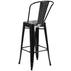 Flash Furniture Commercial Grade 30" High Black Metal Indoor-Outdoor Barstool with Back-Seat Drain Hole assists in drying
