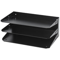 Merangue Metal 3-Tier File Shelf - Legal Size - Black-File shelf with 3 compartments designed to accommodate legal size documents