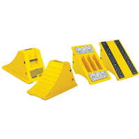 Checkers Industrial Products, All-Terrain Heavy-Duty Wheel Chocks, Polyurethane, Yellow, 11-1/4" W x 21" D x 12-1/4" H-Colour: Yellow
