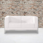 Flash Furniture HERCULES Imagination Series Contemporary Melrose LeatherSoft Loveseat with Encasing Frame - White-Track Arms