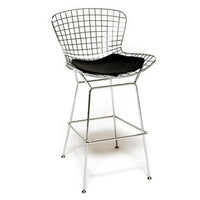 Nicer Furniture Bertoia Chrome Wire Frame Counter Stool - Black-Seat and base made from welded steel rods