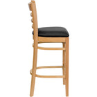 Flash Furniture HERCULES Series Ladder Back Natural Wood Restaurant Barstool - Black Vinyl Seat-Ladder Back Design