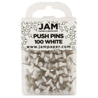 JAM Paper Push Pins, White Pushpins, 10 Packs of 100, 1000 Total (222419055g)-Material: Metal