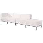 Flash Furniture HERCULES Imagination Melrose LeatherSoft 4 Piece Chair & Ottoman Set - White-Add on pieces as your business grows