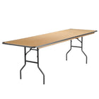 Flash Furniture 30" x 96" Rectangular HEAVY DUTY Birchwood Folding Banquet Table with METAL Edges & Protective Corner Guards-Ready To Use Banquet Table