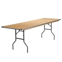 Flash Furniture 30" x 96" Rectangular HEAVY DUTY Birchwood Folding Banquet Table with METAL Edges & Protective Corner Guards-Ready To Use Banquet Table