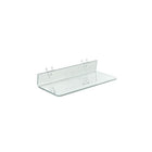 Azar Displays 13.5" x 4" Acrylic Shelf For Pegboard/Slatwall, Clear, 4 Pack (556017)-2 U hooks attached for easy mounting
