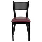 Flash Furniture HERCULES Series Black Grid Back Metal Restaurant Chair - Burgundy Vinyl Seat-Metal Dining Chair