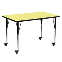 Flash Furniture Mobile 30"W x 60"L Rectangular Thermal Laminate Activity Table - Yellow-Popular Rectangular Activity Table