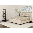 Flash Furniture Tribeca Twin Size Tufted Upholstered Platform Bed in Beige Fabric with Pocket Spring Mattress-Panel Headboard