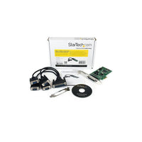 StarTech 4 Port PCI Express PCIe Serial Combo Card, 2 x RS232 2 x RS422 / RS485-This single PCI Express combo card is compatible with any serial device protocol (RS232, RS422, and RS485), allowing for communication with multiple devices over mixed protocols