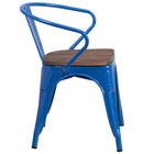 Flash Furniture Metal Chair with Wood Seat & Arms - Blue-Stack Quantity: 8