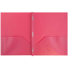 JAM Paper Plastic 2 Pocket POP School Folders with Metal Clasps, Assorted Fashion Colours, 6 Pack-Card Holder and Interior Pockets