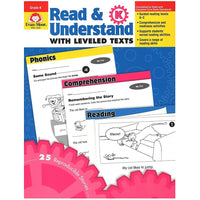 Evan-Moor Read And Understand with Leveled Texts Teacher Resource Book, Kindergarten (EMC3440)-Ages 5 and grades kindergarten