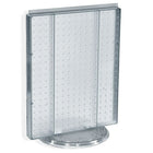 Azar Displays 20" x 16" Pegboard Counter Unit, Clear Translucent (700500-CLR)-Two-sided display stands on a clear plastic revolving base, providing easy customer access
