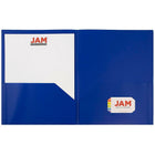 JAM Paper Plastic POP Two Pocket Folders, Deep Blue, 12 Pack (382Ebug)-12 per pack