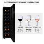 Koolatron 18 Bottle Slim Dual Zone Wine Cooler, 1.9 cu. ft (53L) Freestanding Wine Fridge - Black-LED interior lighting gives off no heat