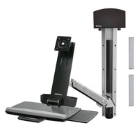 Ergotron StyleView Sit-Stand Combo System, Small CPU Holder, Bright White Texture (45-273-216)-Work sitting or standing with the arm's ergonomic 25" LCD height adjustment range