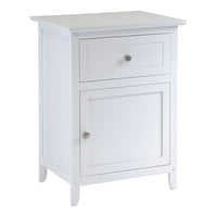 Winsome Night Stand/Accent Table With Drawer, White-Night Stand with simple design, plenty of storage and includes one Drawer & cabinet.  Satin nickel knob.  Available in different finishes. Ready to Assemble.