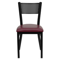 Flash Furniture HERCULES Series Black Grid Back Metal Restaurant Chair - Burgundy Vinyl Seat - 2 Pack-Set of 2 Metal Dining Chairs