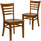 Flash Furniture HERCULES Series Ladder Back Cherry Wood Restaurant Chair - 2 Pack-Ladder Back Design