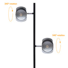 DAC Metal LED Floor Lamp with Rotating Heads - Black-Each Lamp head 340 degree rotation, 90 degree swivel