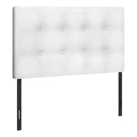 Monarch Specialties 6002T Twin Size Headboard - White Leather-Look-Button-tufted upholstered headboard in a white leather-look fabric