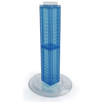 Azar Displays 24" x 4" x 4" 4-Sided Revolving Pegboard Counter Display, Blue Translucent (700222-BLU)-Interlocking four-sided pegboard tower and 14-1/2" diameter revolving clear plastic base