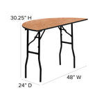 Flash Furniture 48" Half-Round Wood Folding Banquet Table-Black Powder Coated Wishbone Legs