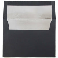 JAM Paper A6 Foil Lined Envelopes, 4.75 x 6.5, Black Linen Recycled with Silver Lining, 250 Pack (3243681H)-Silver foil lined black recycled envelope