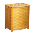 Oceanstar BHV0100N Bowed Front Veneer Laundry Wood Hamper with Interior Bag, Natural-Hand grips on both sides for portability