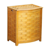 Oceanstar BHV0100N Bowed Front Veneer Laundry Wood Hamper with Interior Bag, Natural-Hand grips on both sides for portability