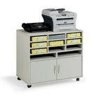 HDL SA-84-3220 Subra Series Machine Cabinet with Paper Organizer, Grey-Neutral grey finish, durable PVC laminated composite wood cabinet and shelves