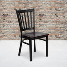 Flash Furniture HERCULES Series Black Vertical Back Metal Restaurant Chair - Mahogany Wood Seat - 2 Pack-18 Gauge Steel Frame