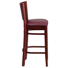 Flash Furniture Lacey Series Solid Back Mahogany Wood Restaurant Barstool - Burgundy Vinyl Seat-Solid Back Design