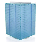 Azar Displays 20" x 14" x 14" 4-Sided Revolving Pegboard Display, Blue Translucent (701414-BLU)-Interlocking four-sided display and sits on a 12" diameter revolving base