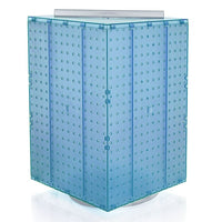 Azar Displays 20" x 14" x 14" 4-Sided Revolving Pegboard Display, Blue Translucent (701414-BLU)-Interlocking four-sided display and sits on a 12" diameter revolving base